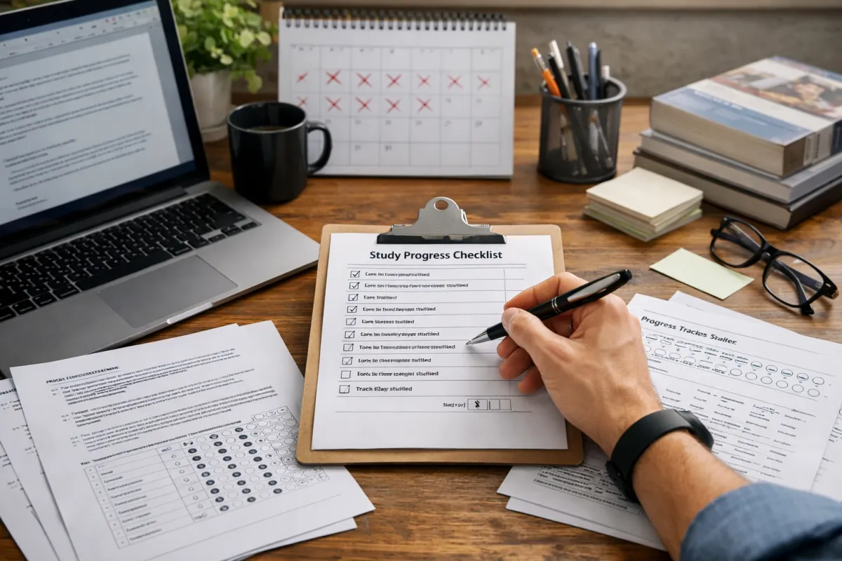 Blog cover image for When Should You Schedule the Real Estate Exam A Timing Guide for First-Time Test Takers with a realistic real estate exam prep study scene.