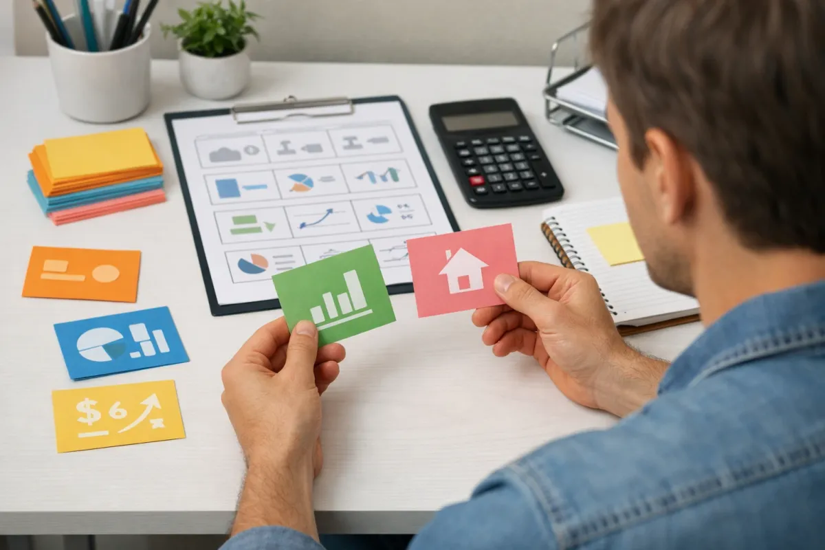 Blog cover image for How to Study Real Estate Finance Topics Without Letting the Terms Blur Together showing a realistic real estate exam prep study scene.