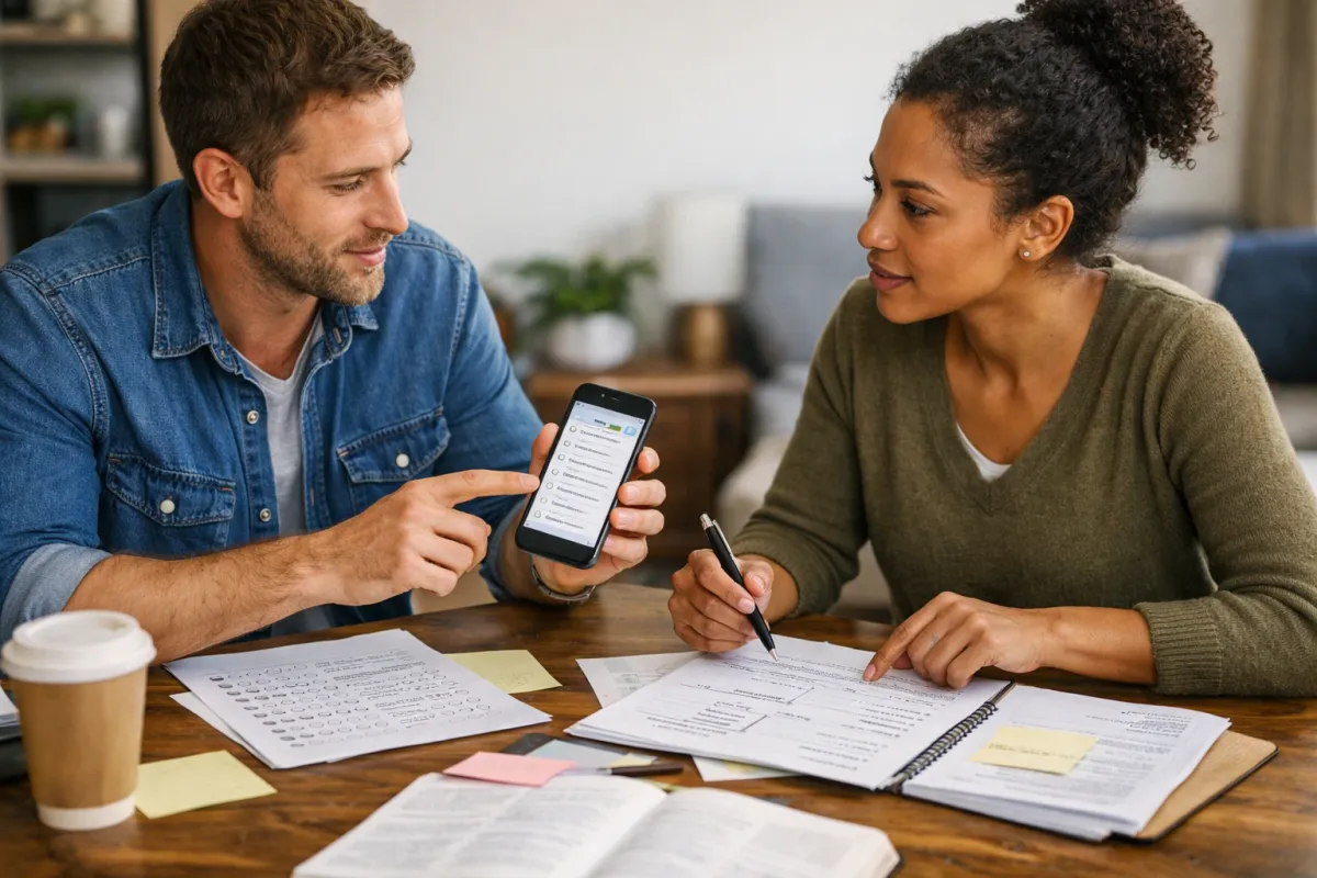 Blog cover image for How to Study for the Real Estate Exam on Your Phone Without Losing Depth showing a realistic real estate exam prep study scene.