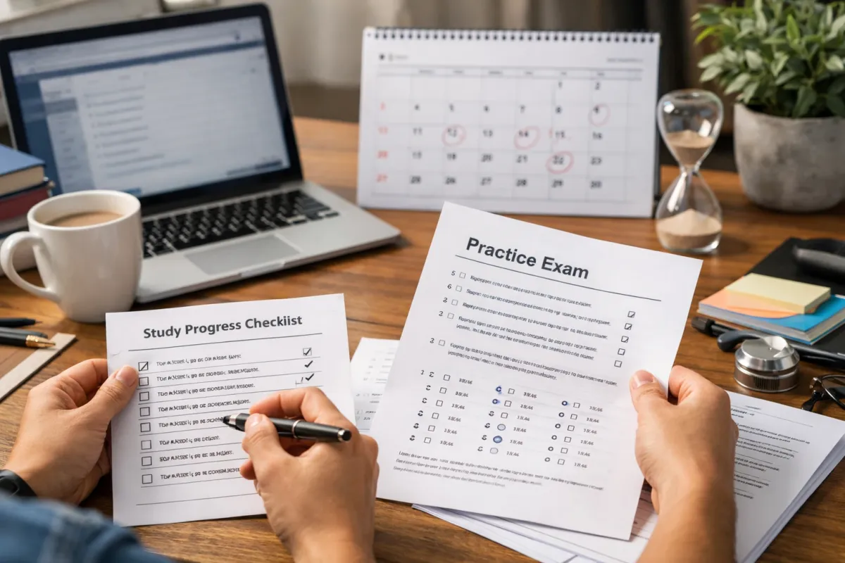 Blog cover image for How to Study Real Estate Math When You Have Been Out of School for Years showing a realistic real estate exam prep study scene.