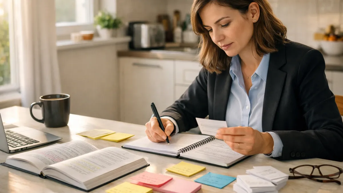 Blog cover image for When Are You Ready to Schedule the Real Estate Exam showing a realistic real estate exam prep study scene.