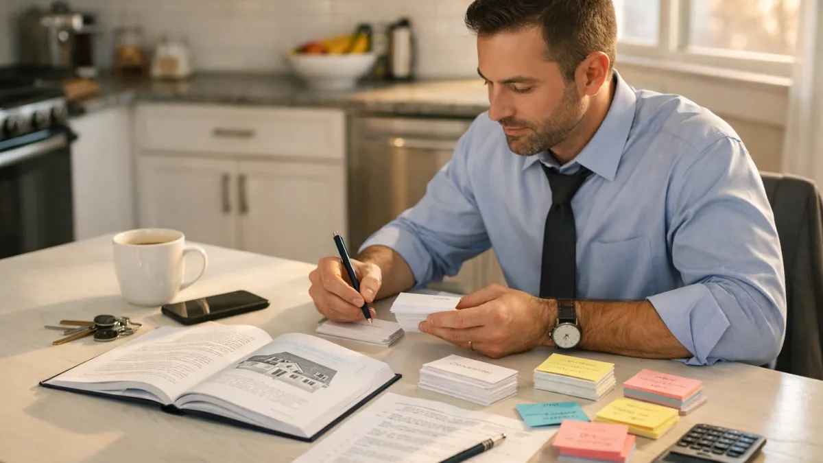 Blog cover image for Best Real Estate Exam Prep for Beginners Who Need More Structure showing a realistic real estate exam prep study scene.