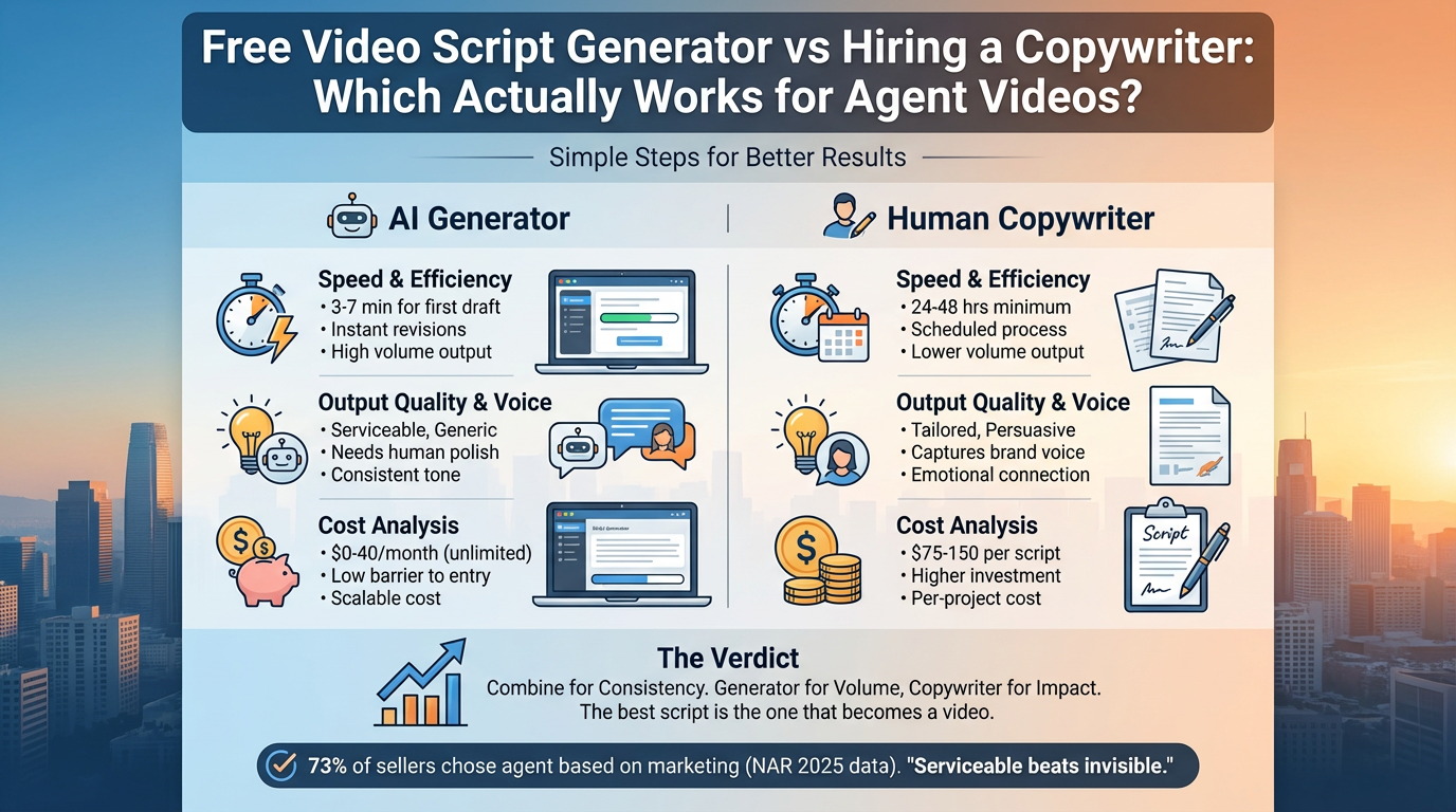 Video script generator vs copywriter comparison for real estate agents