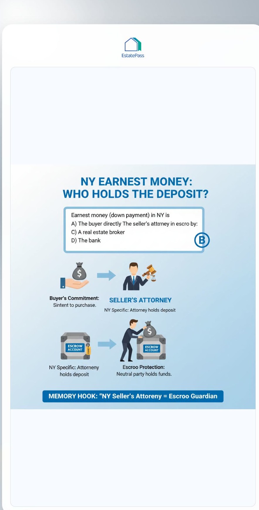 Earnest money (down payment) in NY is typically held by: