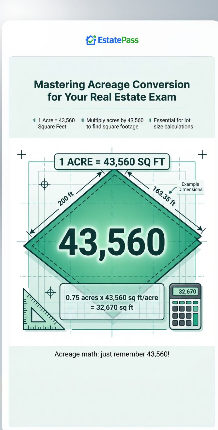 A commercial lot is 0.75 acres. How many square feet is it?